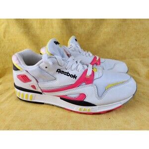 Vtg Mens Reebok ERS 5000 Running Trainers Shoes Pink/neon White Leather Size 8